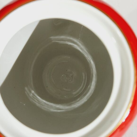 Chodziez Footed Coffee Teapot Red MCM Vtg Poland Ceramic Retro Tall Gold Trim - Picture 12 of 15